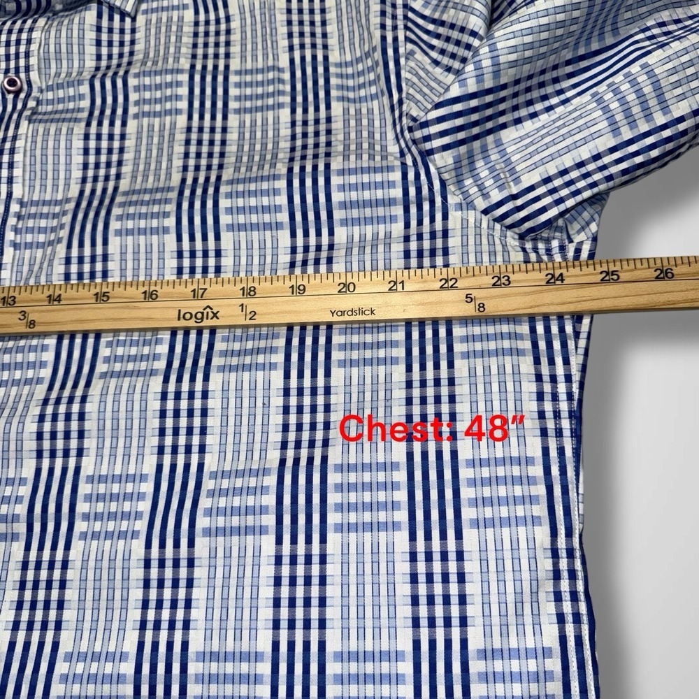Robert Graham Shirt Mens XL Blue Plaid Check Long Sleeve Funky Crazy Flip Cuff - Picture 4 of 14